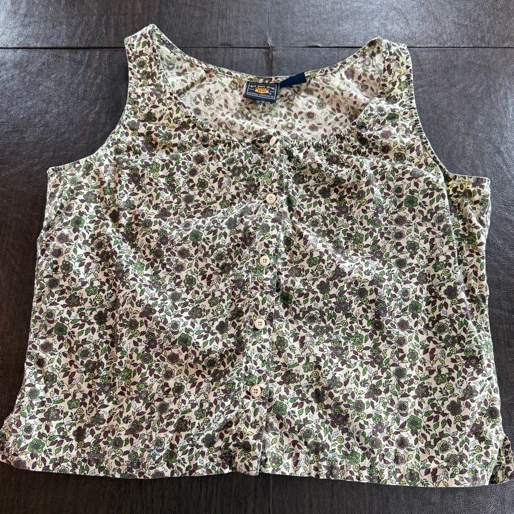 Route 66 Floral Button-Up Sleeveless Top Sz L